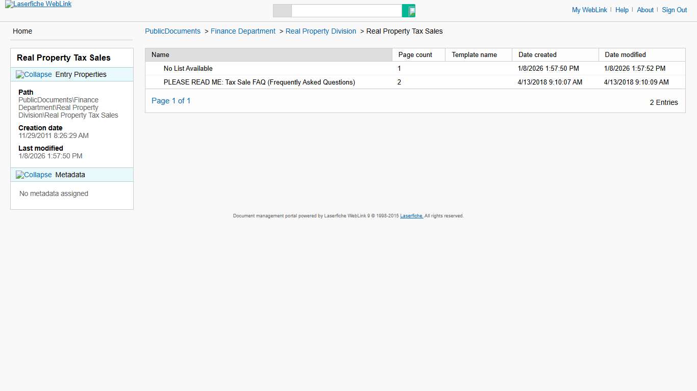 Real Property Tax Sales - Laserfiche WebLink